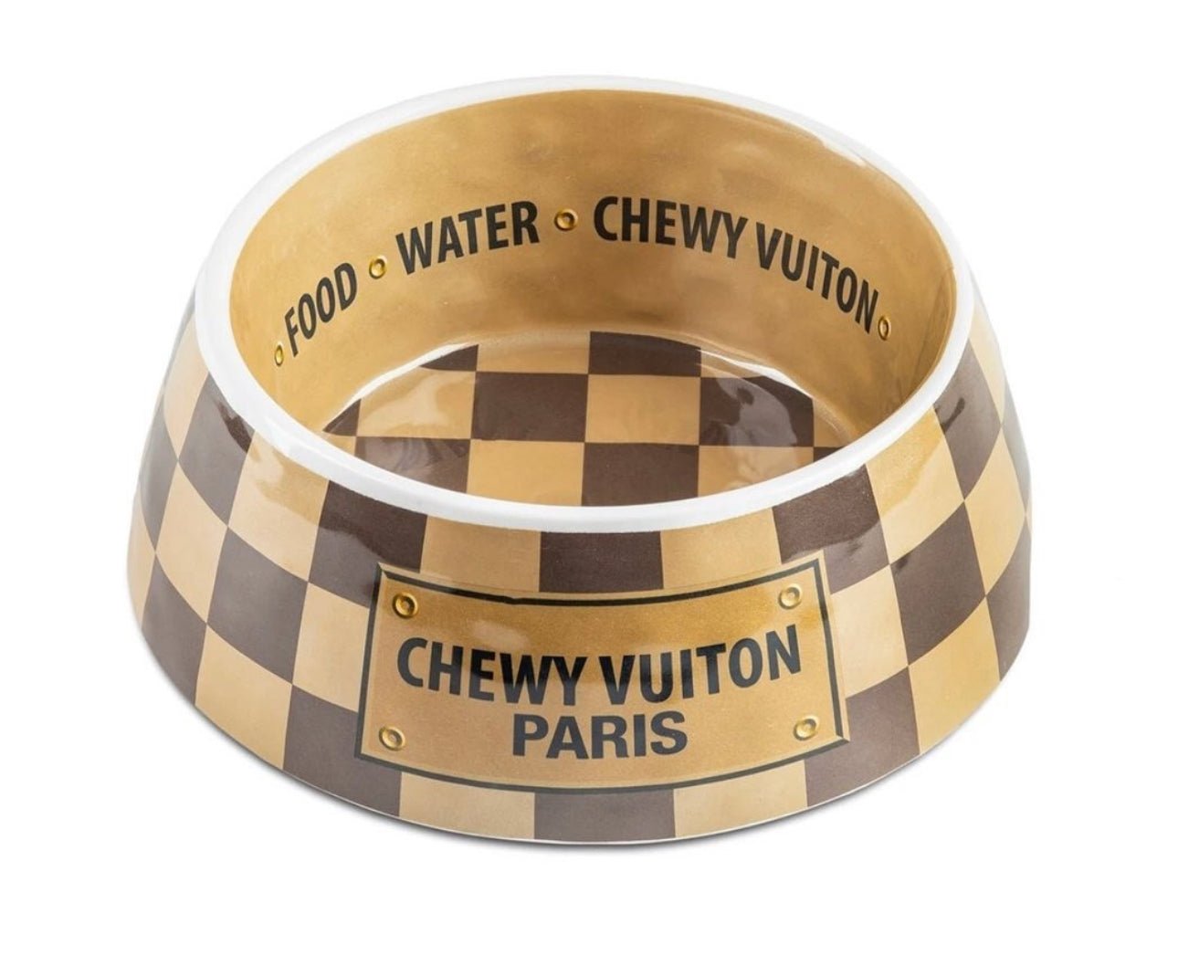 Chewy Vuiton Voer - Drinkbak set bruin - Golden Poms