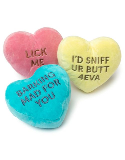 FuzzYard Candy Hearts Pluche Hondenspeeltje – Set van 3 - Golden Poms