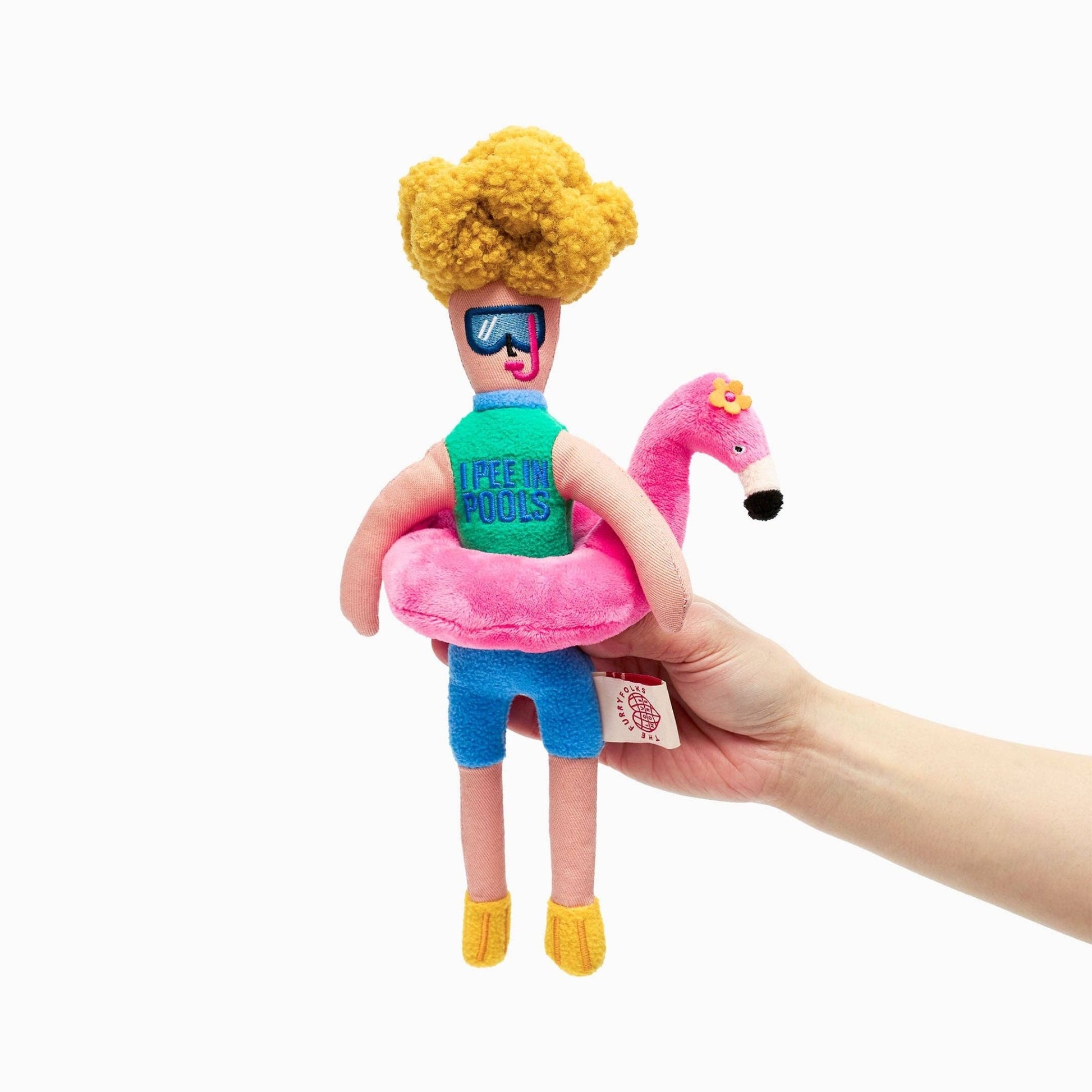 The Furryfolks | Snuffelspeelgoed - Flamingo Hooman - Golden Poms
