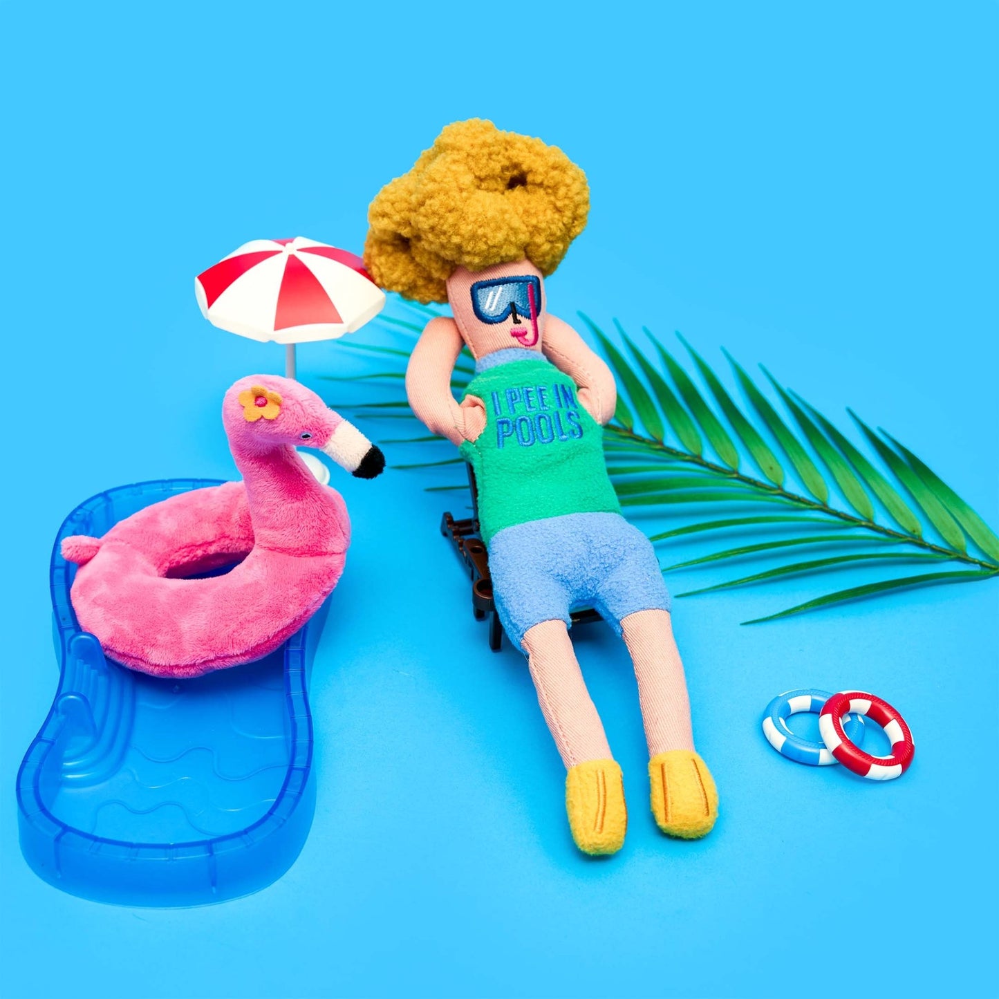 The Furryfolks | Snuffelspeelgoed - Flamingo Hooman - Golden Poms