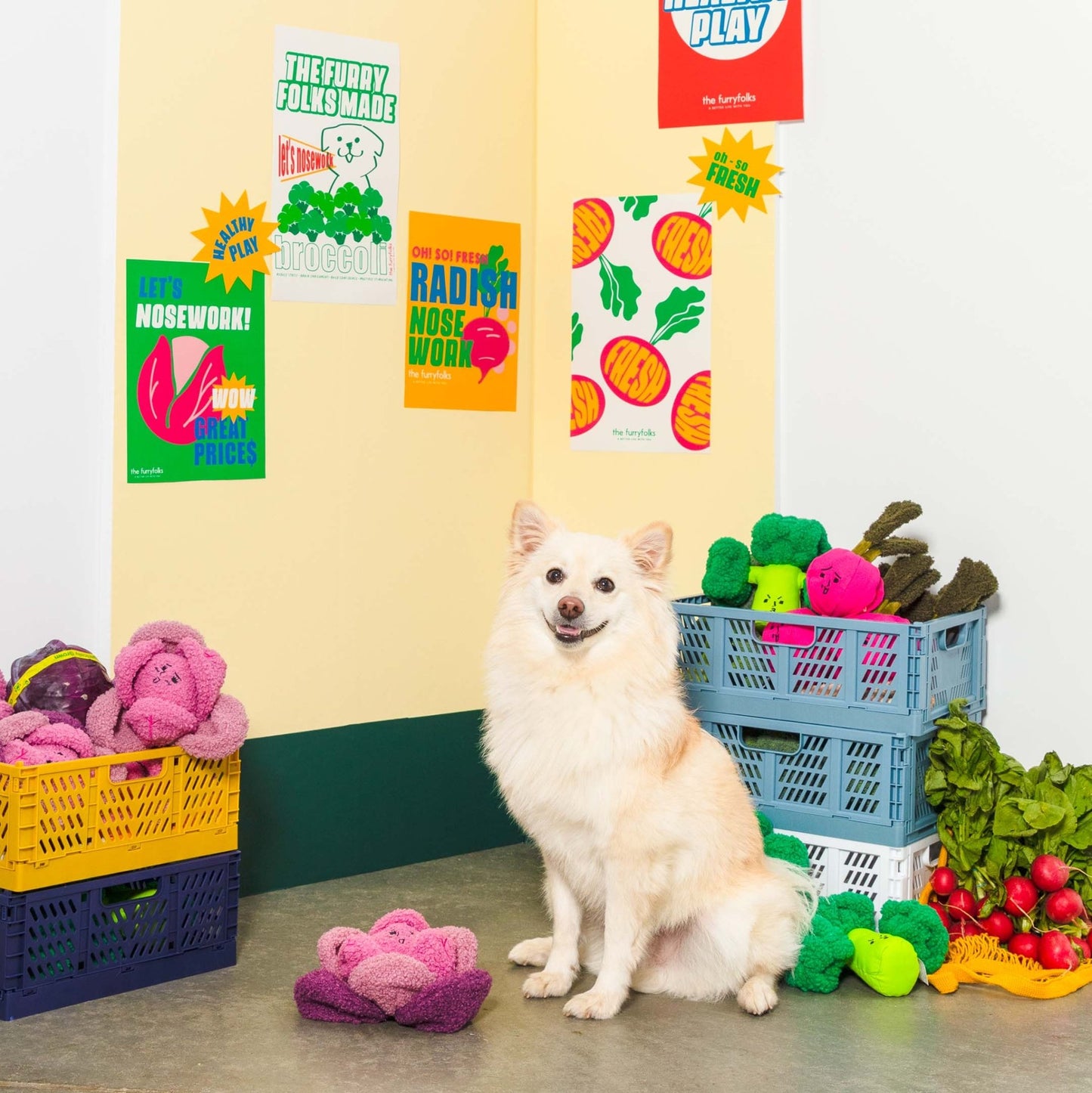 The Furryfolks | Snuffelspeelgoed - Rode Kool - Golden Poms