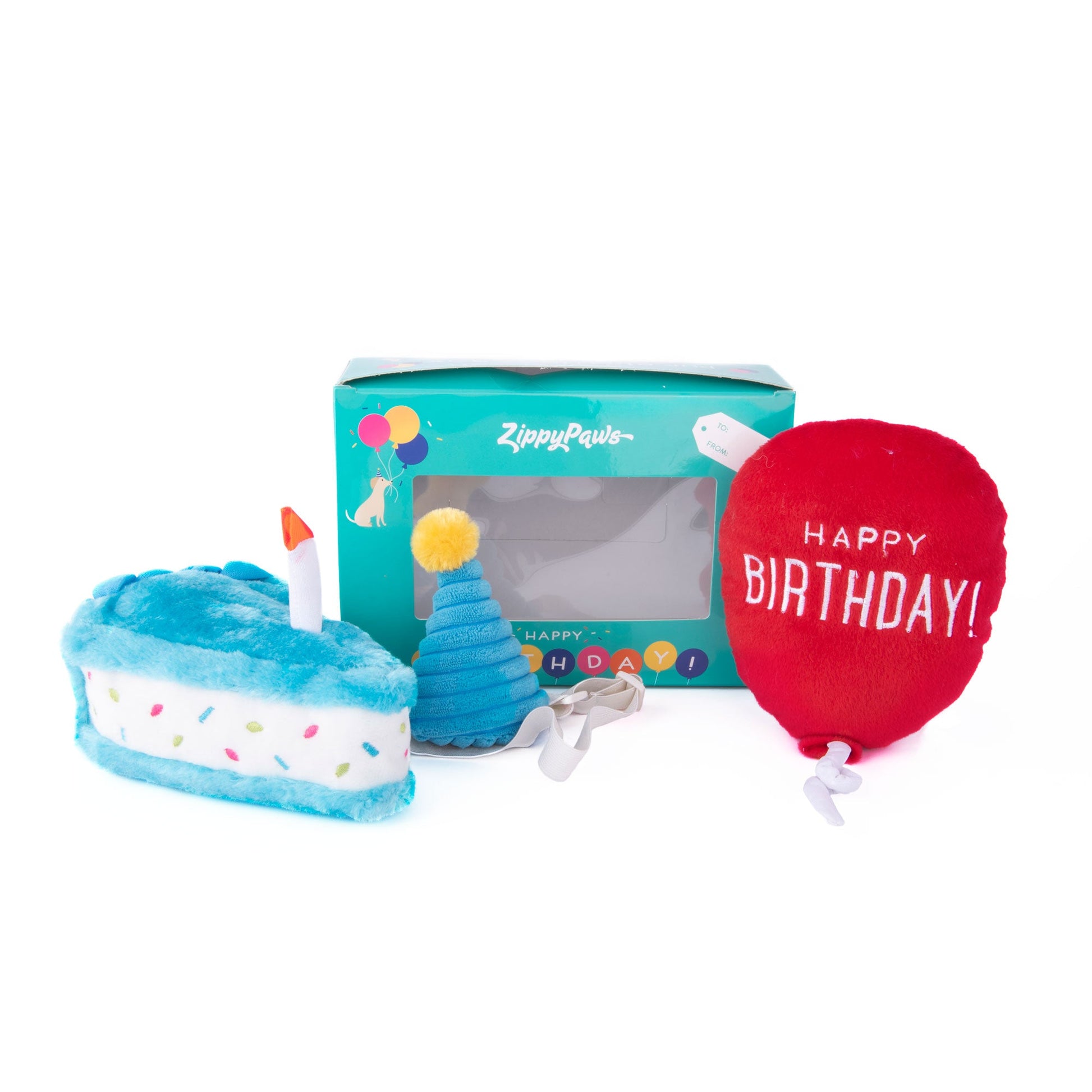 Zippy Paws | Pup Birthday Box Blue - Golden Poms