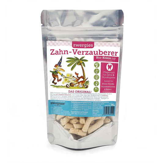 Zwergnase | Bio Kokos Dental Snack Zwergies ´tandentovenaar´ - Golden Poms