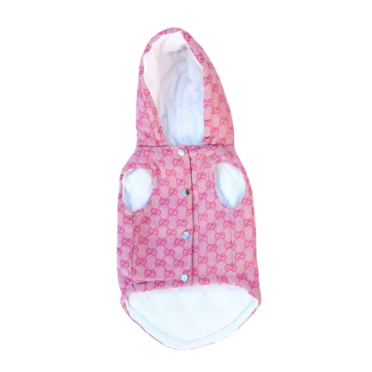 Honden bodywarmer GG print roze