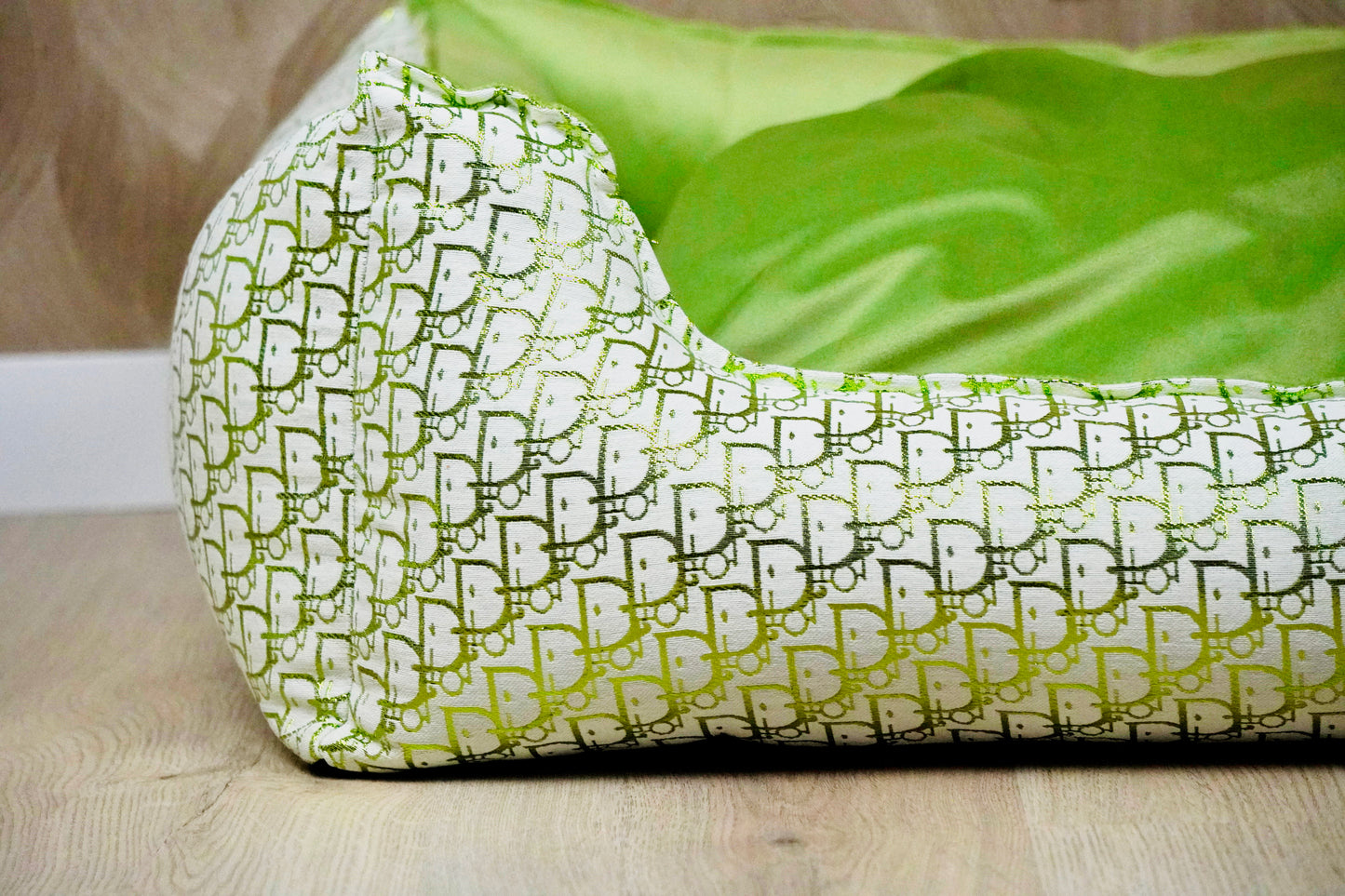 Luxe Handgemaakte Velvet Hondenmand | DD print Groen