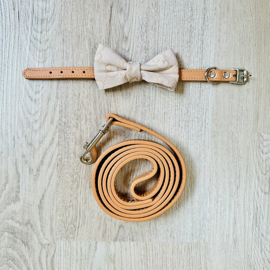 Halsband met Strik en bijpassende lijn - GG print