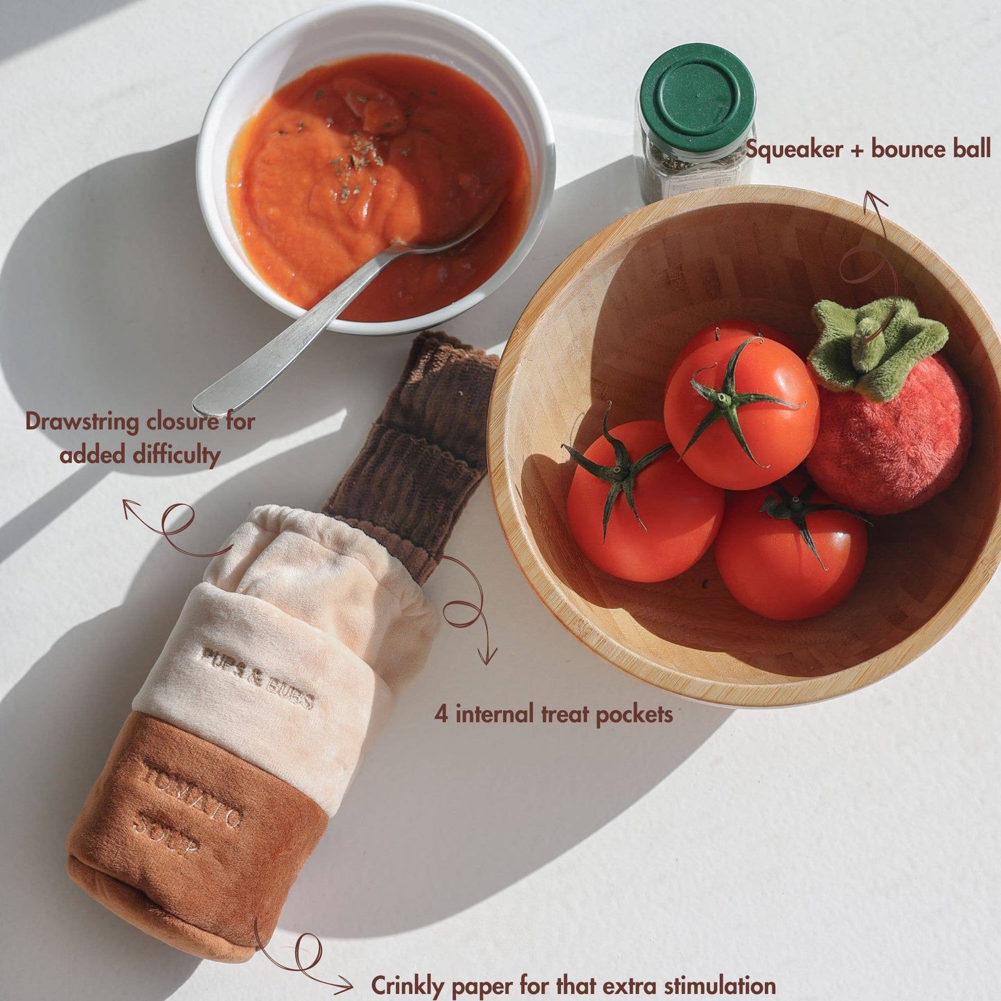 Pups & Bubs - Tomatensoep Nosework Enrichment Toy | Snuffel | Squeaker