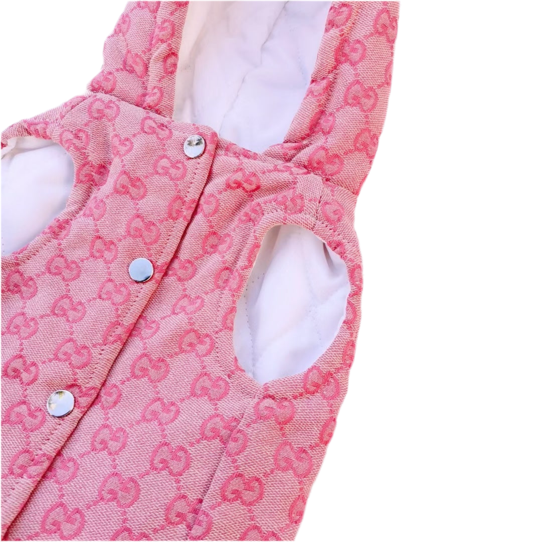 Honden bodywarmer GG print roze