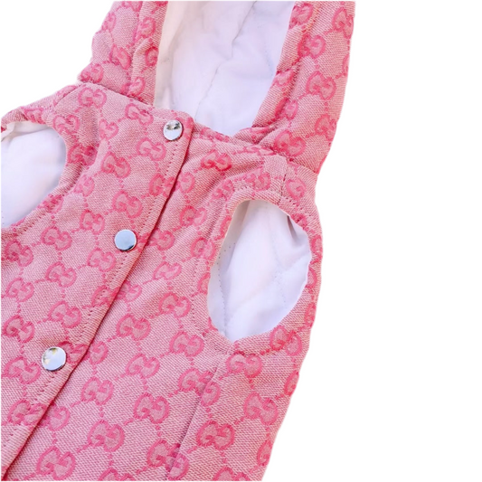 Honden bodywarmer GG print roze