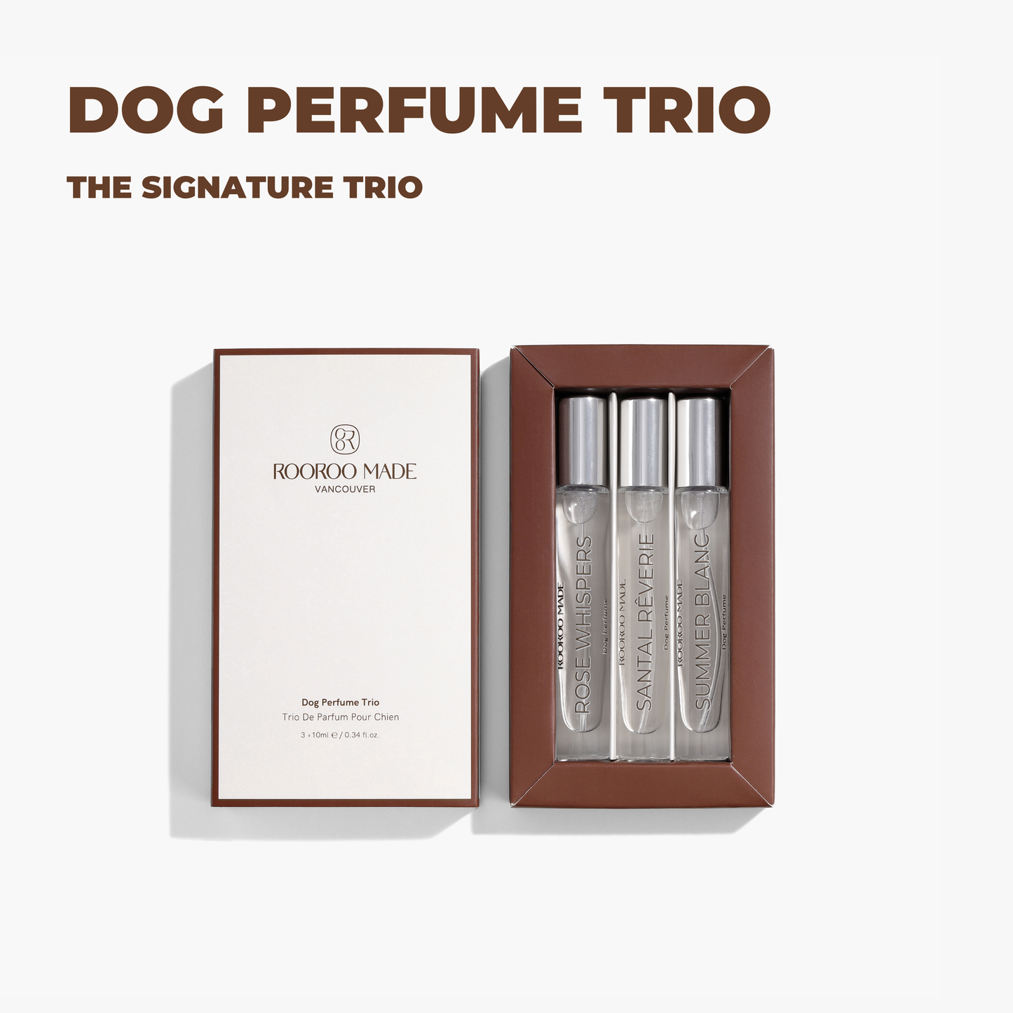 ROOROO MADE | Hondenparfum Trio: ZOMERBLANC/ ROSE WHISPERS/ SANTAL RÊVERIE