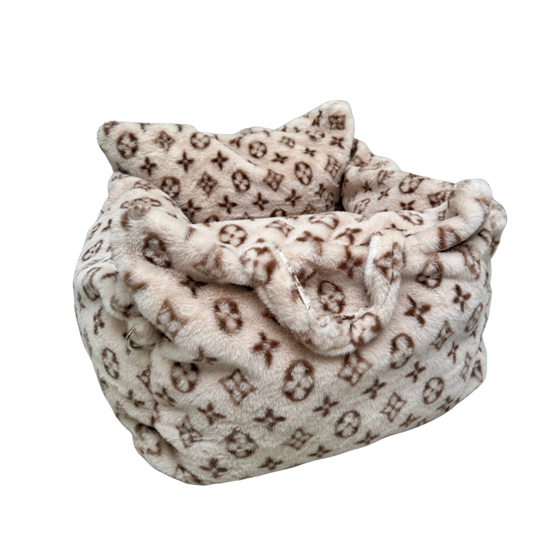 Zachte Autostoel voor Honden – Luxe Reismand met Handvatten - Beige