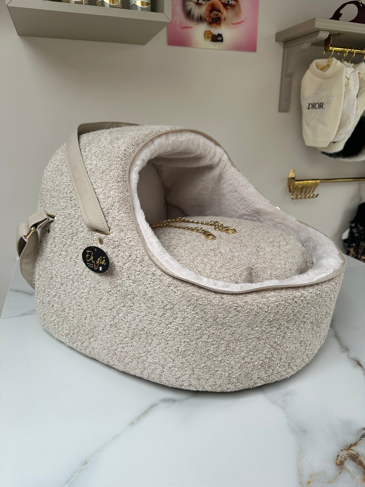 EH GIA Car Igloo Decor + Panna Eco Fur Honden Autostoel, Maat 2