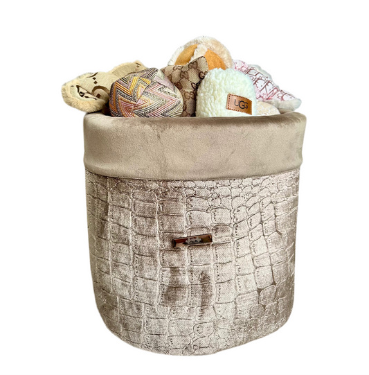 Elite Puppy | Speelgoedmand Velvet Croco Taupe