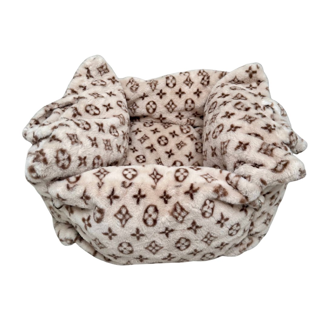 Zachte Autostoel voor Honden – Luxe Reismand met Handvatten - Beige