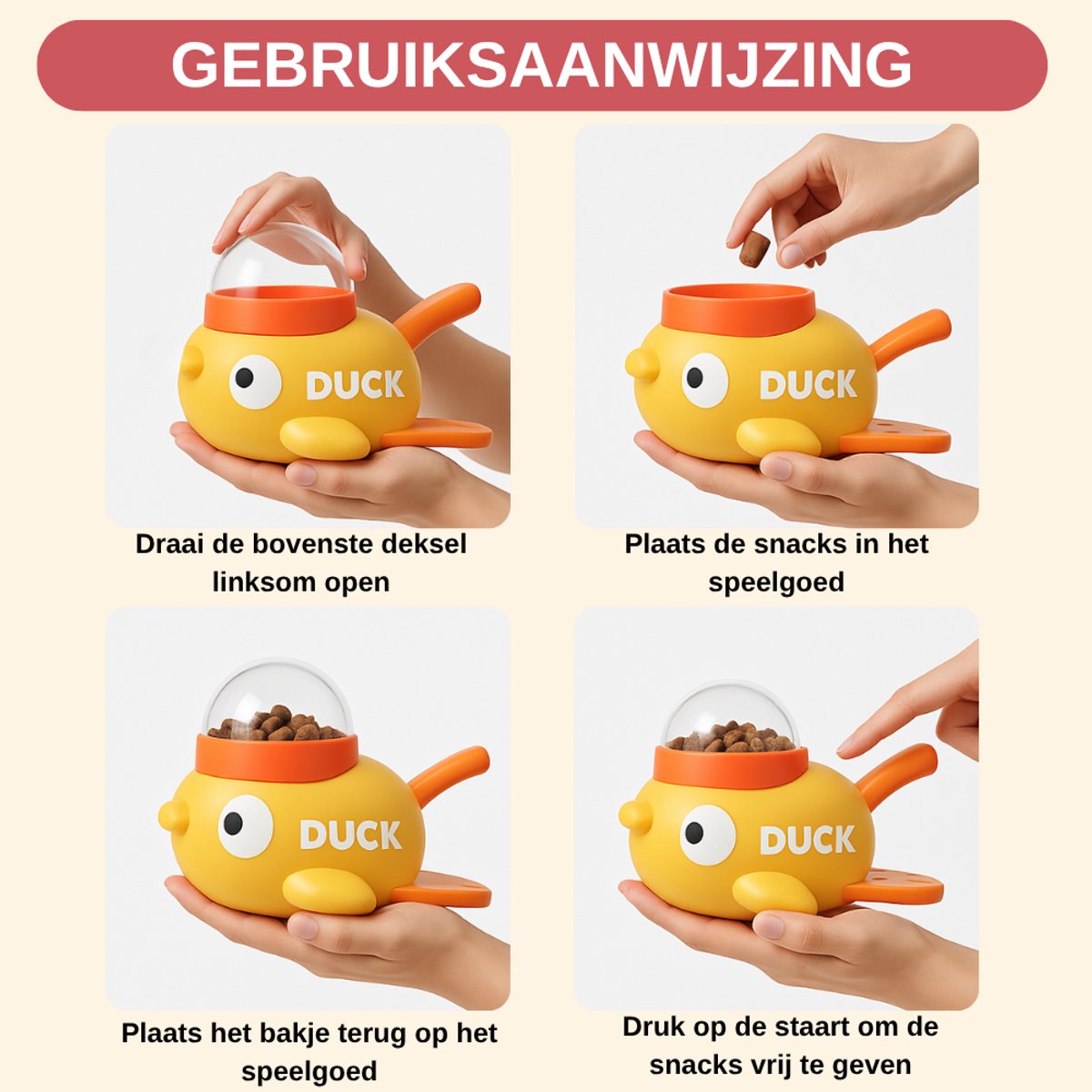 Eend Interactief Speelgoed – 2-in-1 Slowfeeder en Hondenpuzzel