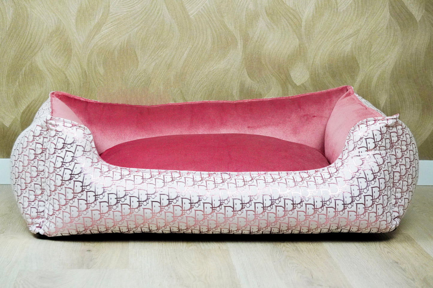 Luxe Handgemaakte Velvet Hondenmand | DD print Roze