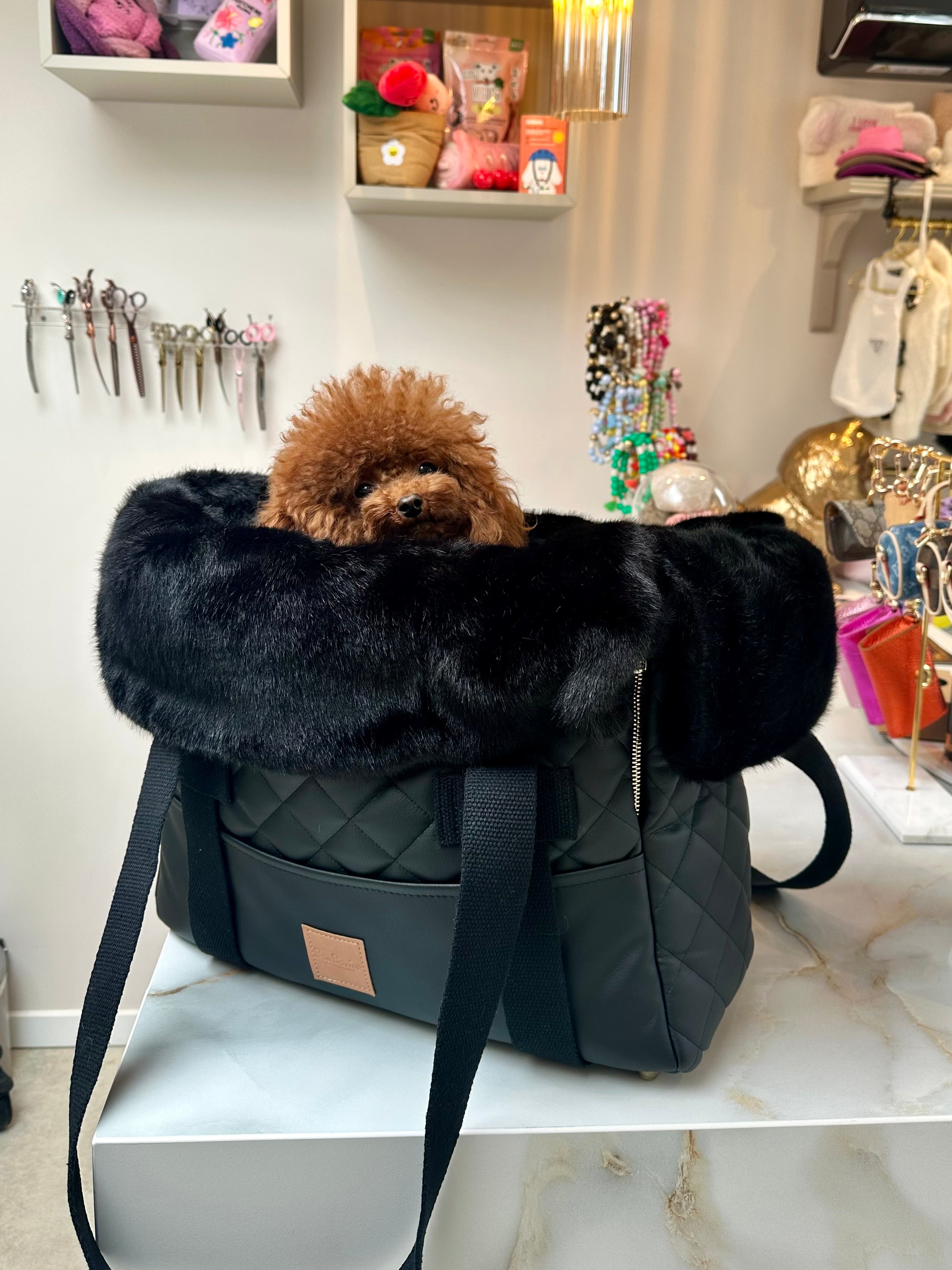 Bau Barù – Annalisa Luxe Hondendraagtas Eco Trap Black & Rabbit Black