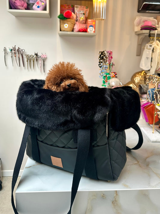 Bau Barù – Annalisa Luxe Hondendraagtas Eco Trap Black & Rabbit Black