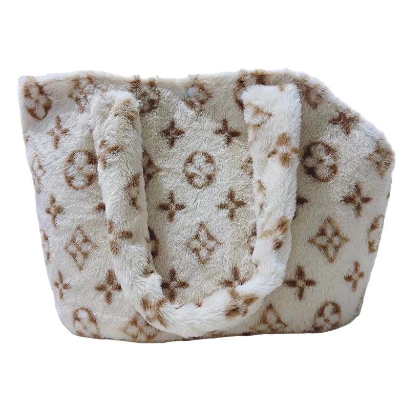 Zachte Hondentas met Print - Beige