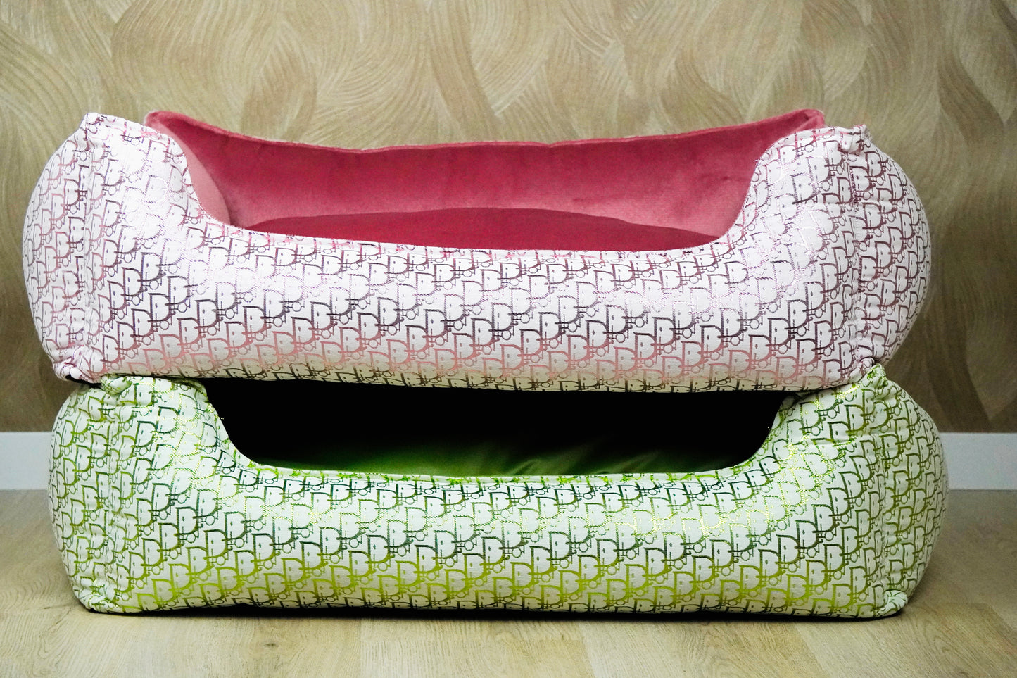 Luxe Handgemaakte Velvet Hondenmand | DD print Groen