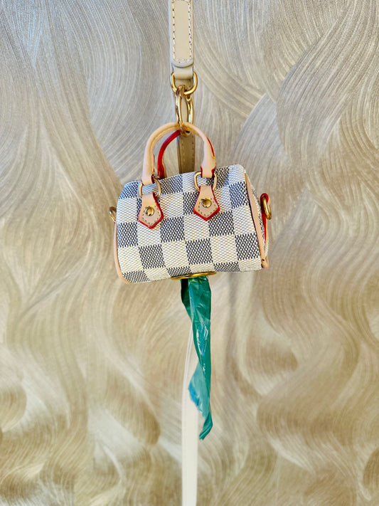 Poepzakhouder Tasje - Wit Blokjes