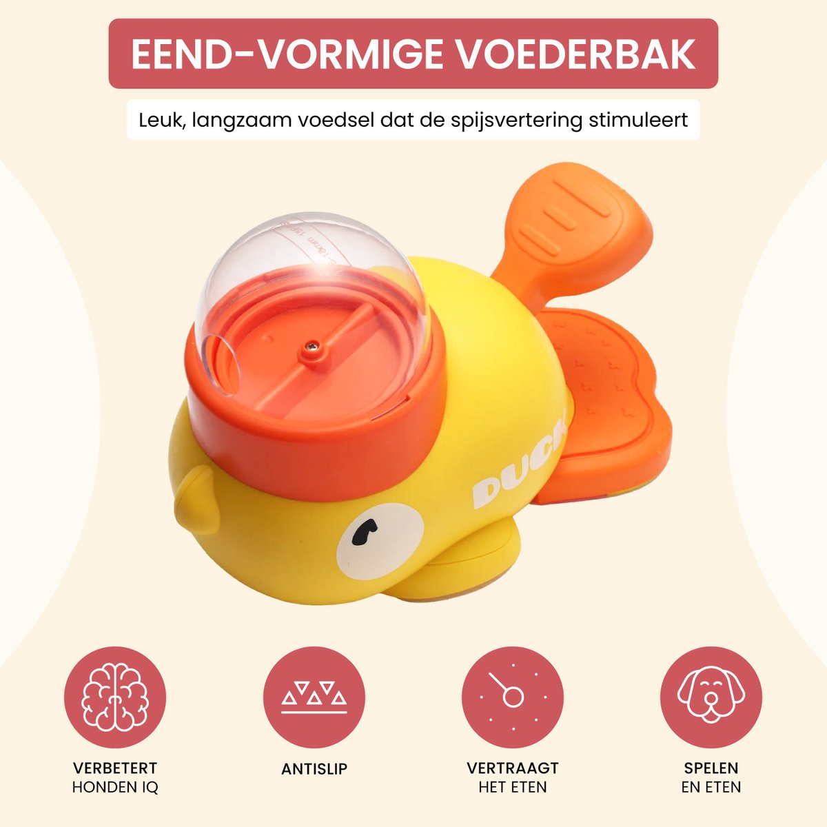Eend Interactief Speelgoed – 2-in-1 Slowfeeder en Hondenpuzzel