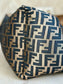 Luxe Handgemaakte Velvet Hondenmand | FF print Bruin/Brons