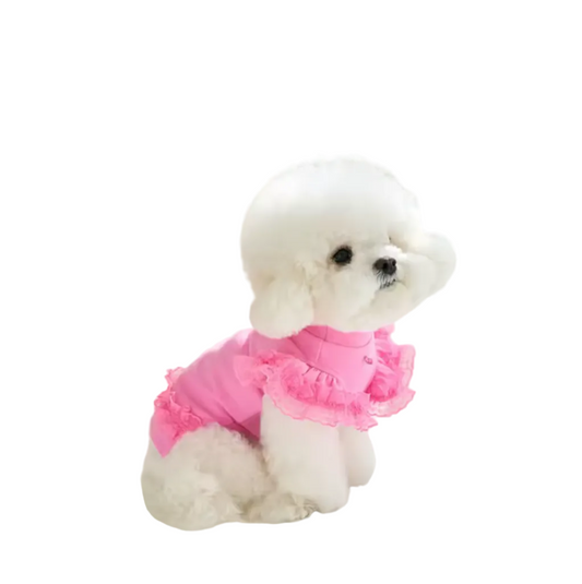 Honden Shirt met Kant & Hartjesdetail Roze