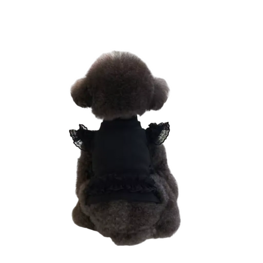 Honden Shirt met Kant & Hartjesdetail Zwart