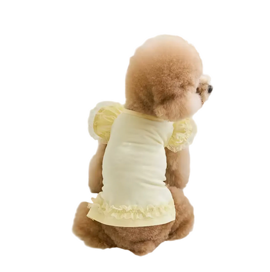 Honden Shirt met Kant & Hartjesdetail Butter Yellow