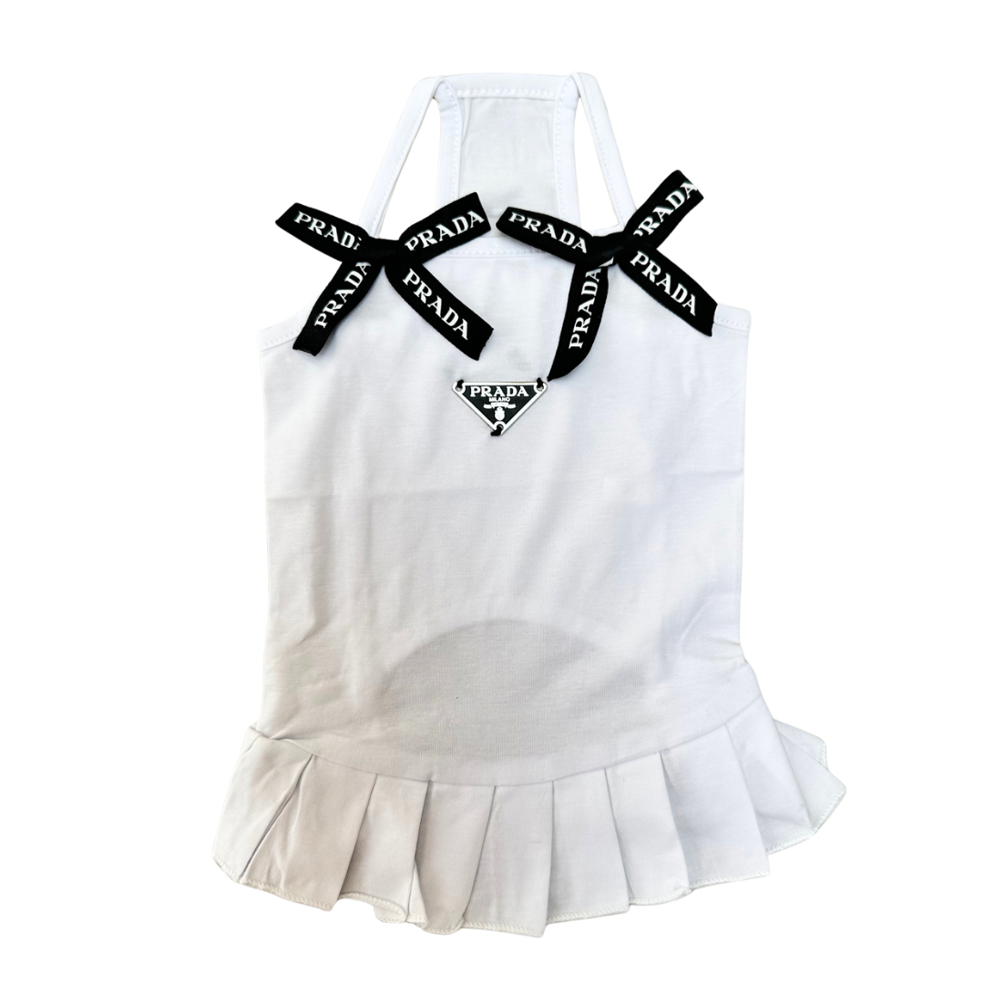 Luxe Hondenjurkje met Logo & Strikjes - Wit