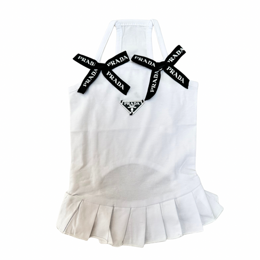 Luxe Hondenjurkje met Logo & Strikjes - Wit
