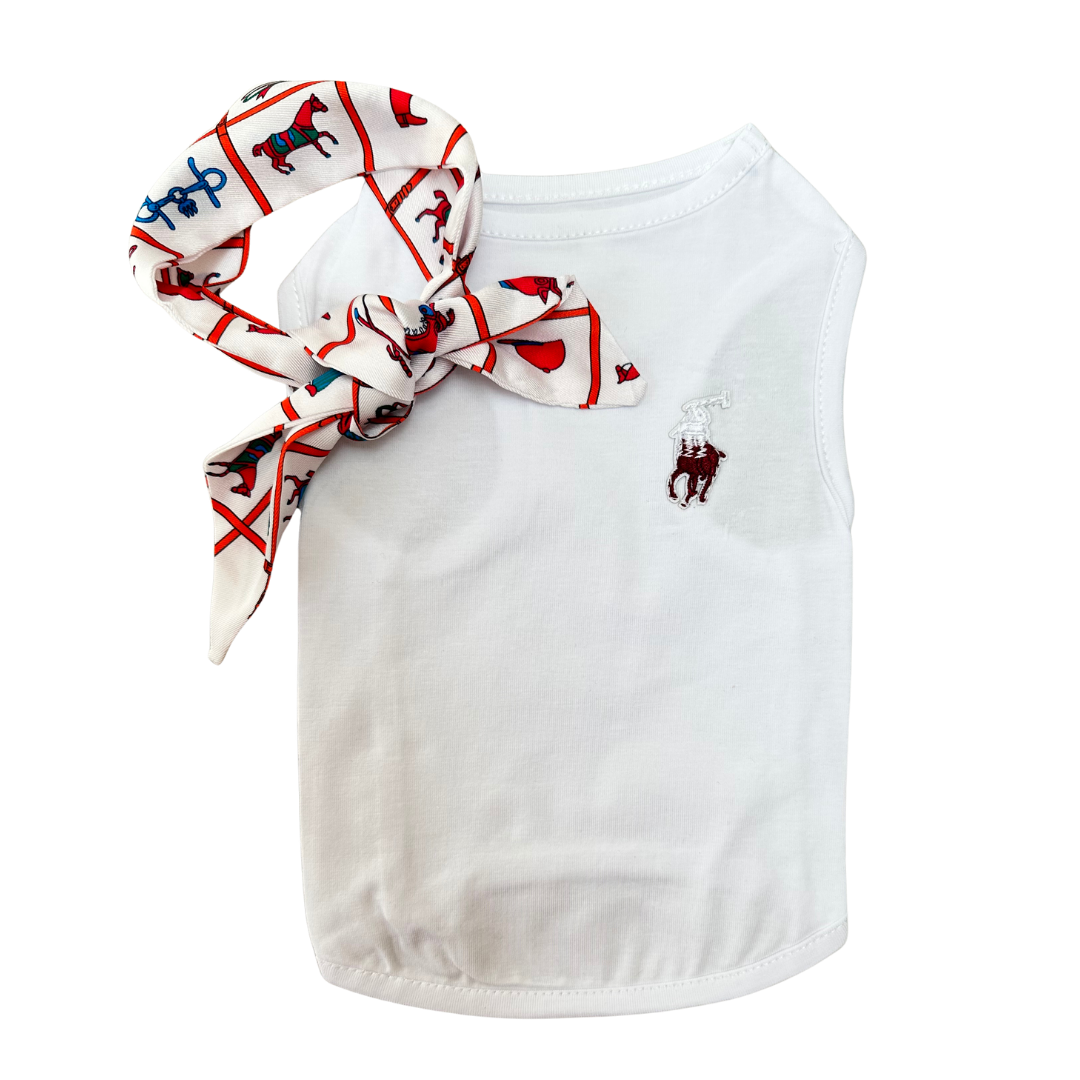 Luxe Hondenshirtje met Bijpassend Sjaaltje -  Wit