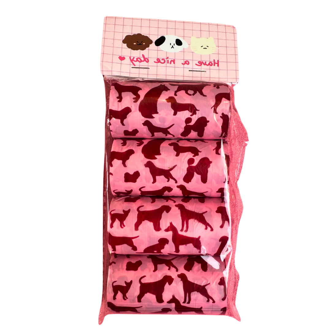 Poepzakjes hondjes roze 4X20 st