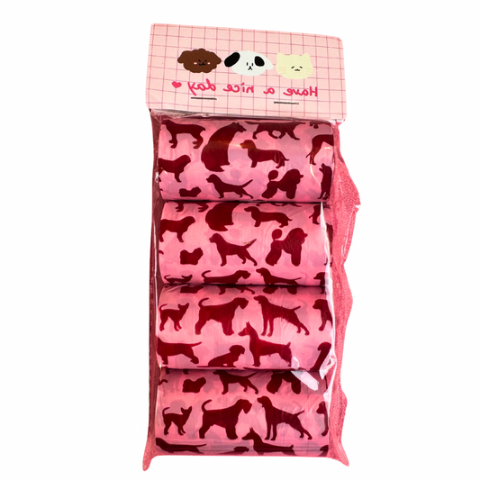 Poepzakjes hondjes roze 4X20 st