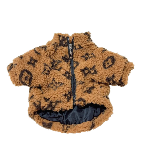 Teddy jasje met print bruin