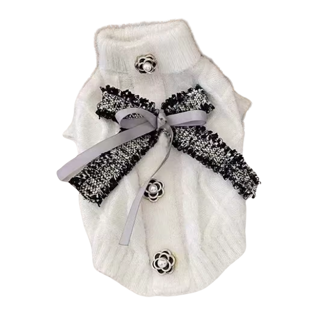 Hondentrui met Tweed Strik & Parelknoopjes