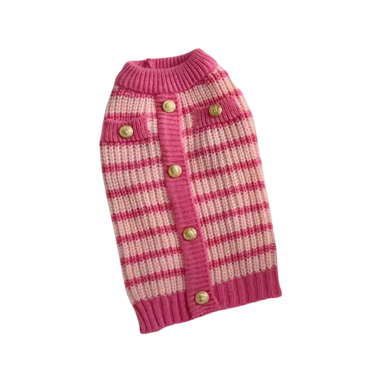 Roze Gebreide Hondentrui Gestreept