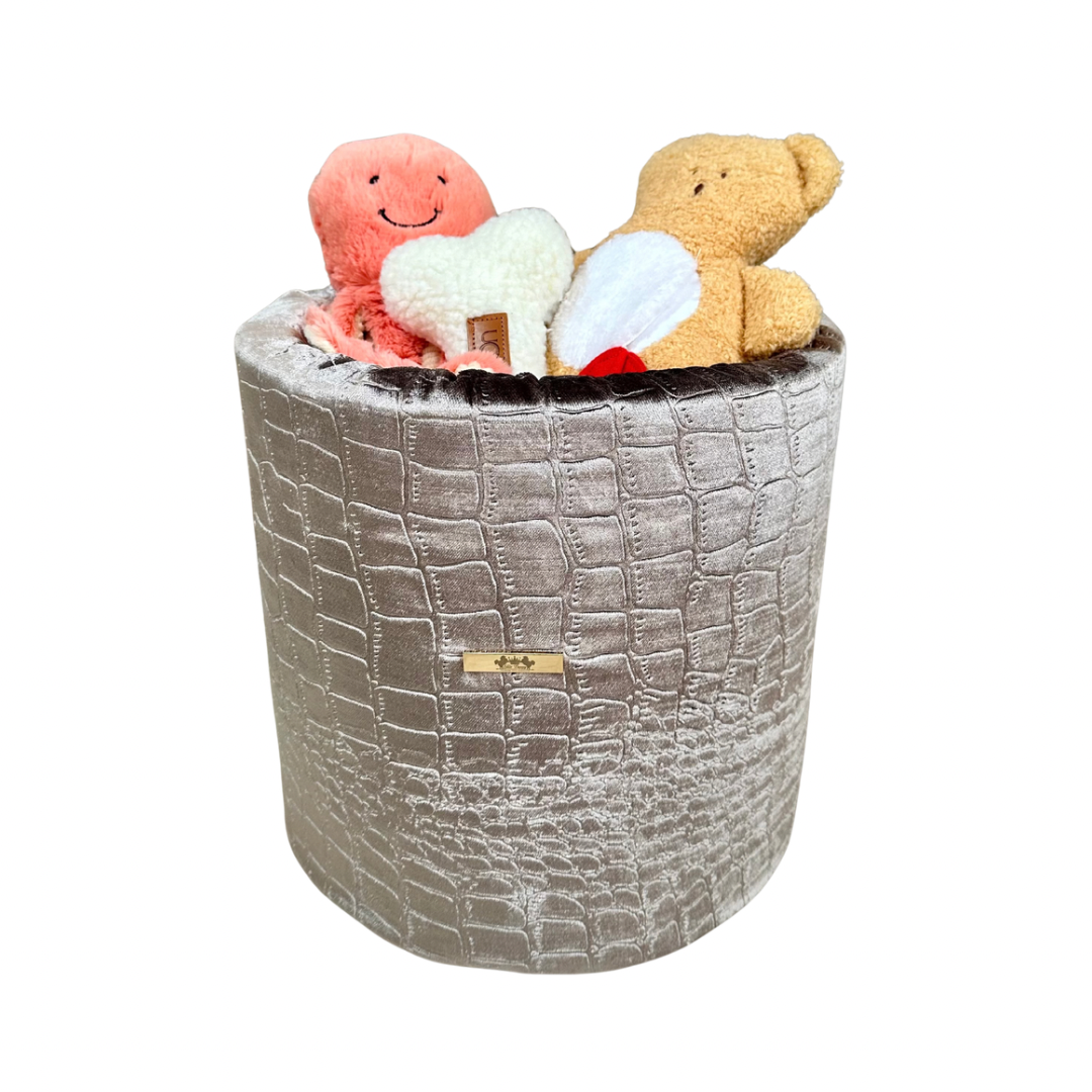 Elite Puppy | Speelgoedmand Velvet Croco Taupe