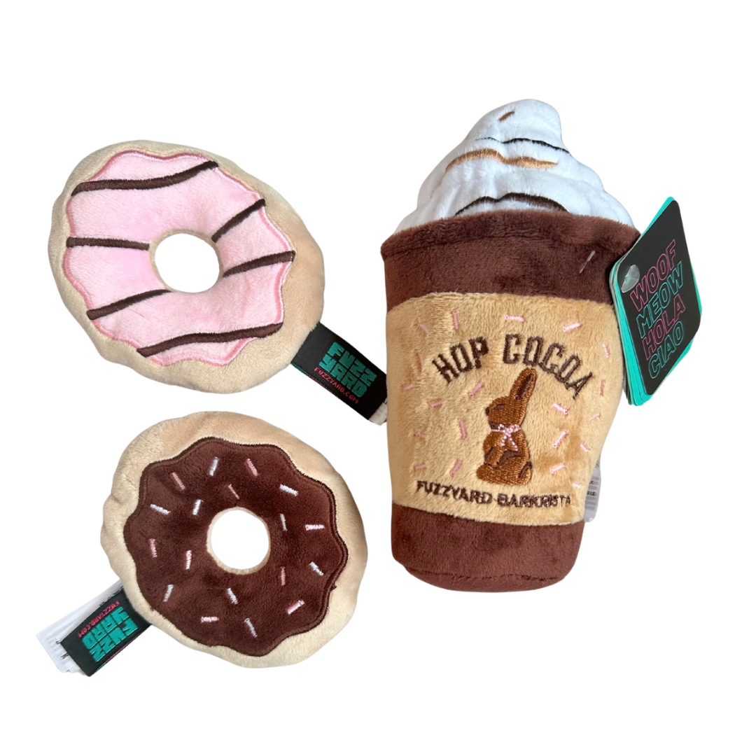 FuzzYard | Hop Cocoa + Donuts 3-Pack Hondenspeeltjes