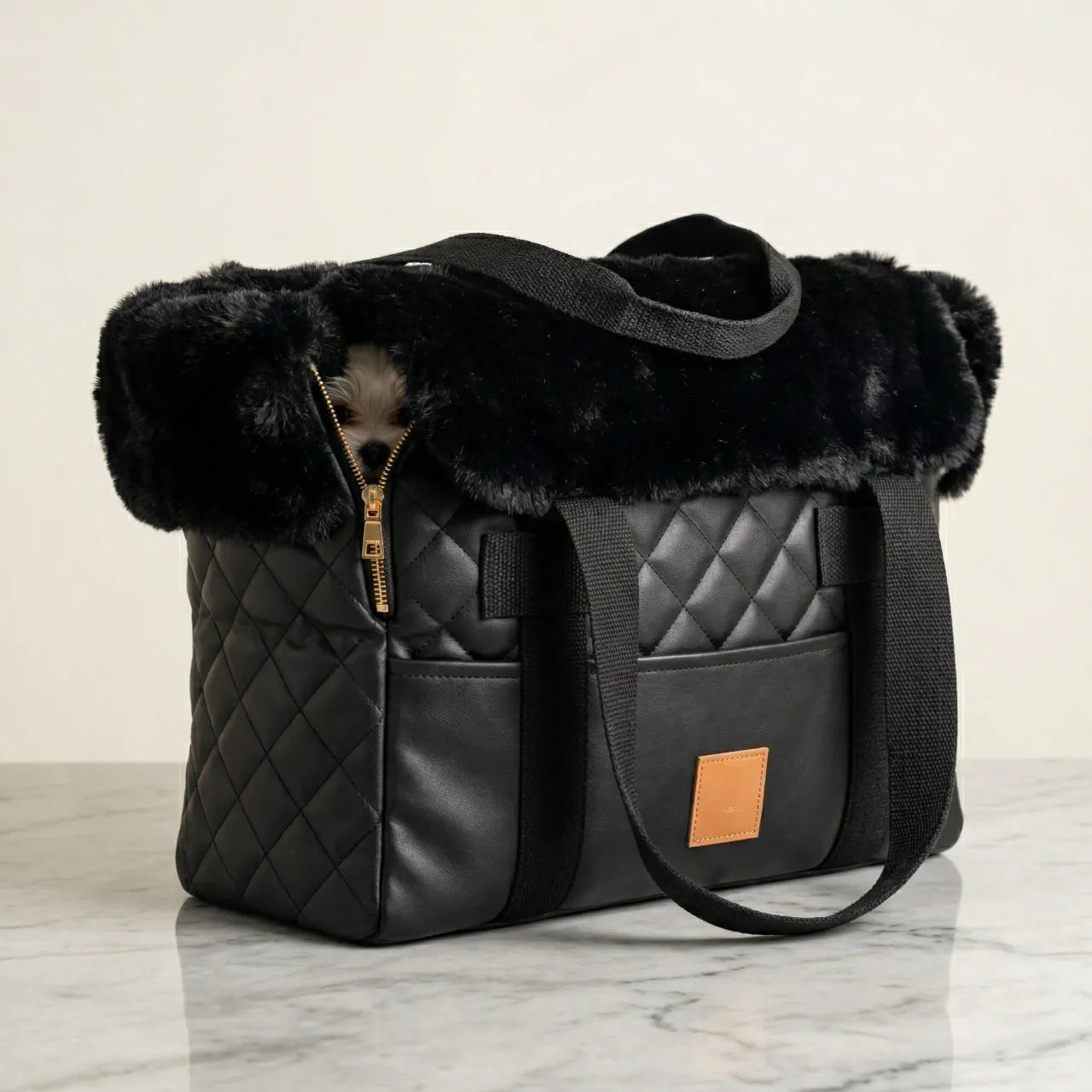 Bau Barù – Annalisa Luxe Hondendraagtas Eco Trap Black & Rabbit Black