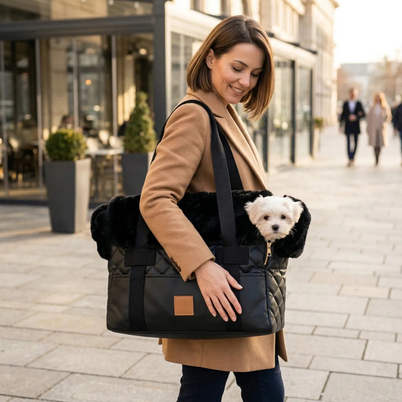 Bau Barù – Annalisa Luxe Hondendraagtas Eco Trap Black & Rabbit Black
