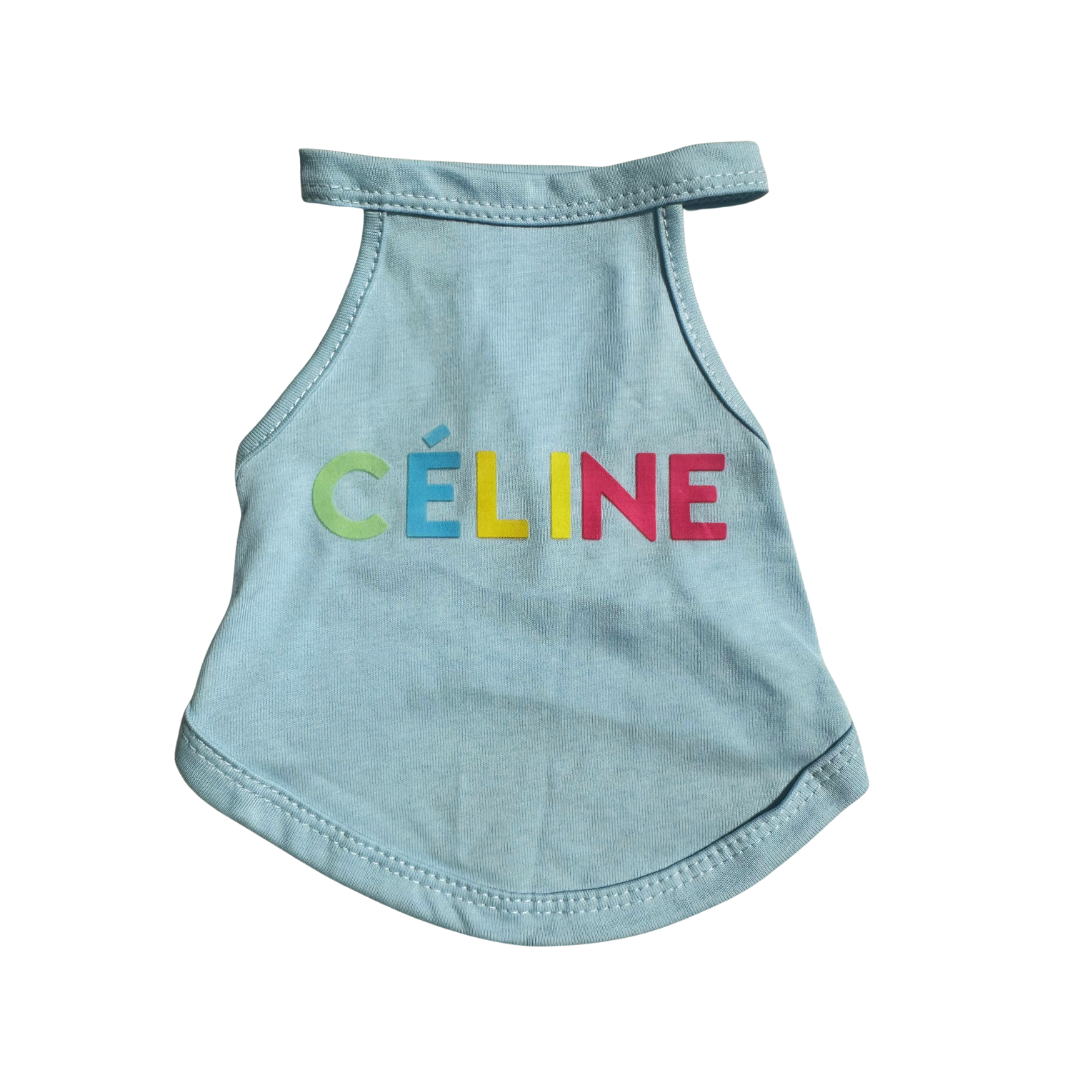 Lichtblauw Designer Hondenshirtje met Kleurrijke Letterprint
