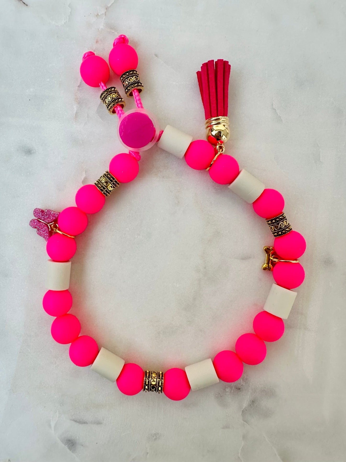 Beads By Cheyenne | EM Anti Vlooien & Teken Kralenband - Barbie - Golden Poms