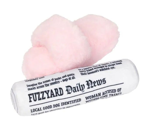 FuzzYard | Perfect Match Hondenspeeltjes - Fetch My Slippers & Paper - Golden Poms
