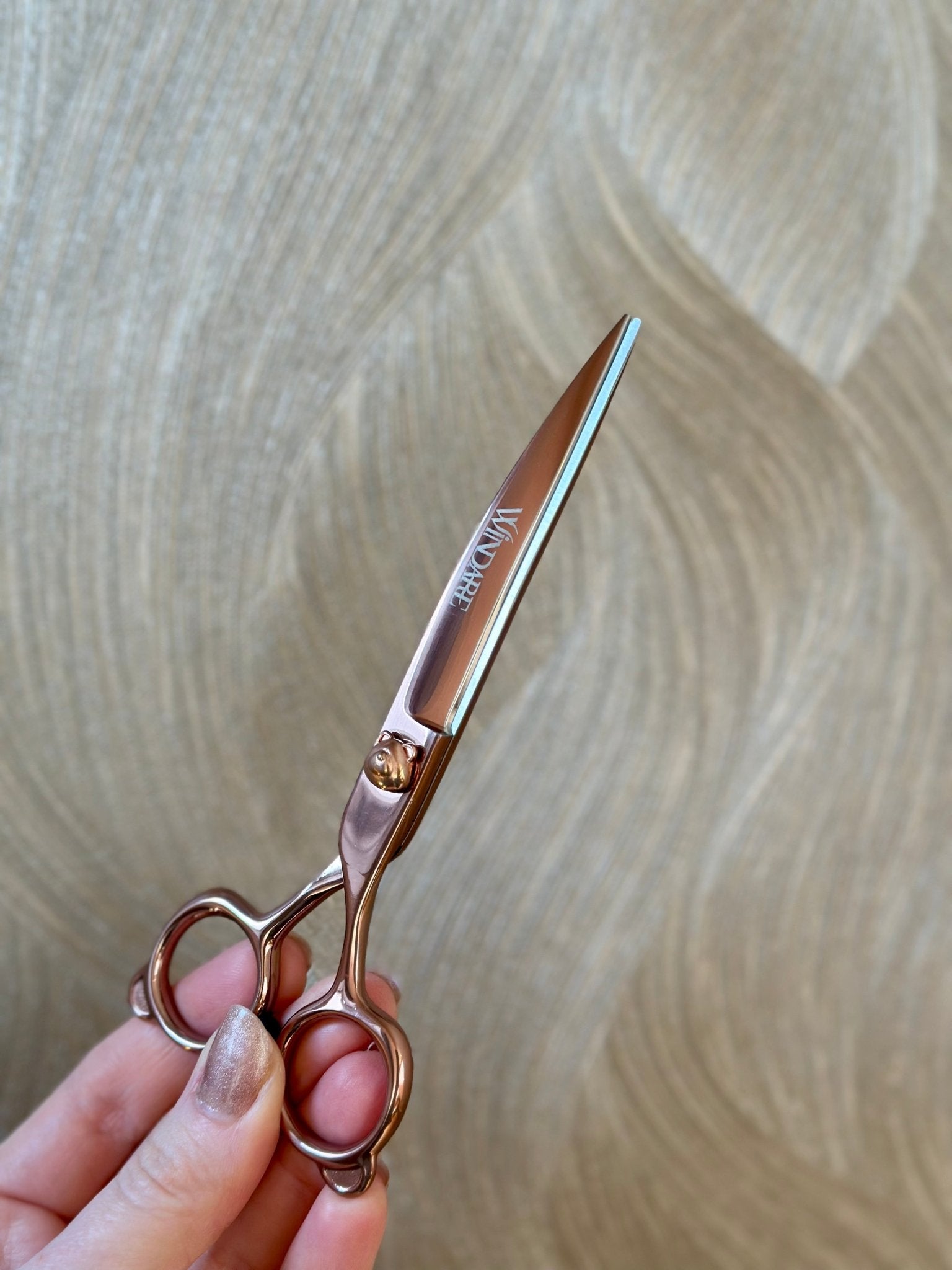 WindarePro - Moe Bear Rosegold | Gebogen Schaar - Golden Poms