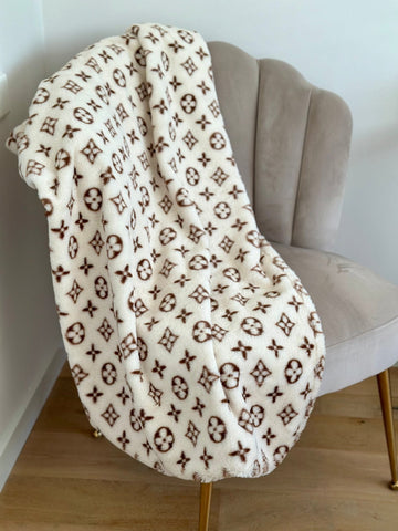 Zachte deken met beige print