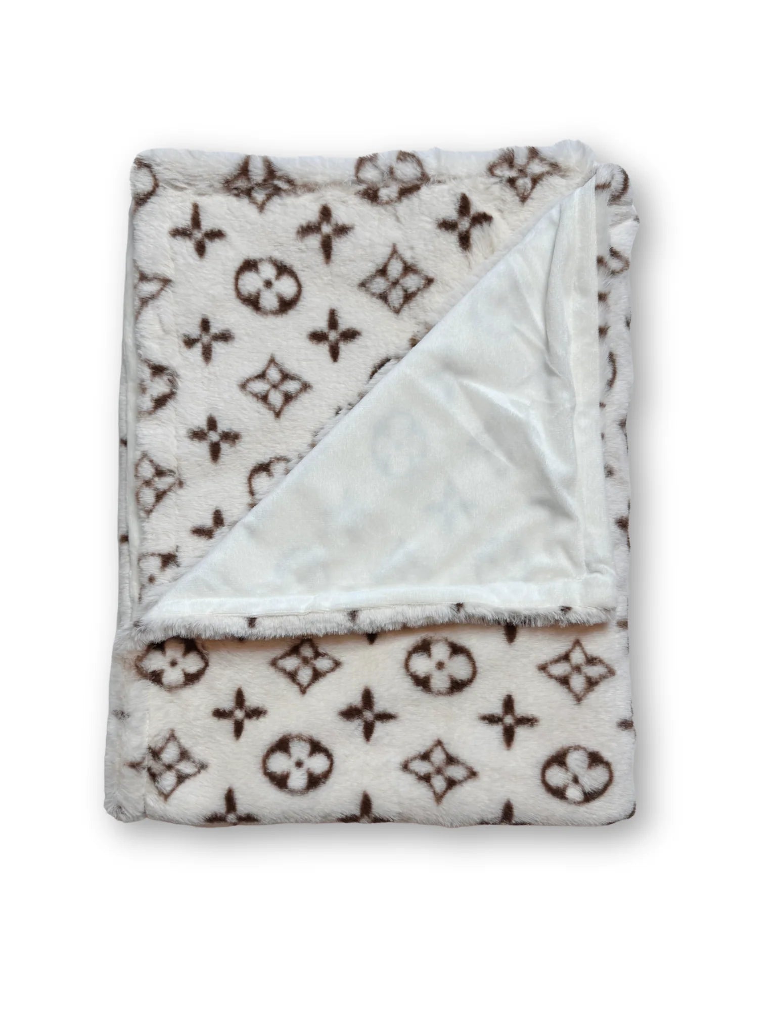 Zachte deken met beige print - Golden Poms
