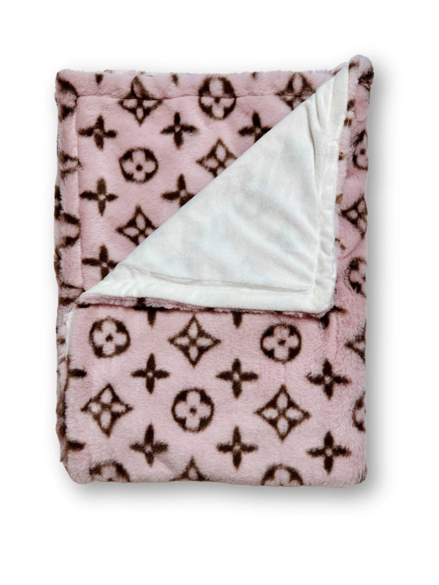 Zachte deken met roze print - Golden Poms